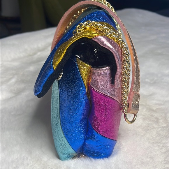 Genuine Leather Multicolor Metallic on metal gold colored chain strap - Picture 4 of 13